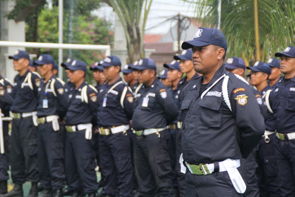 Security personnel marching formation training